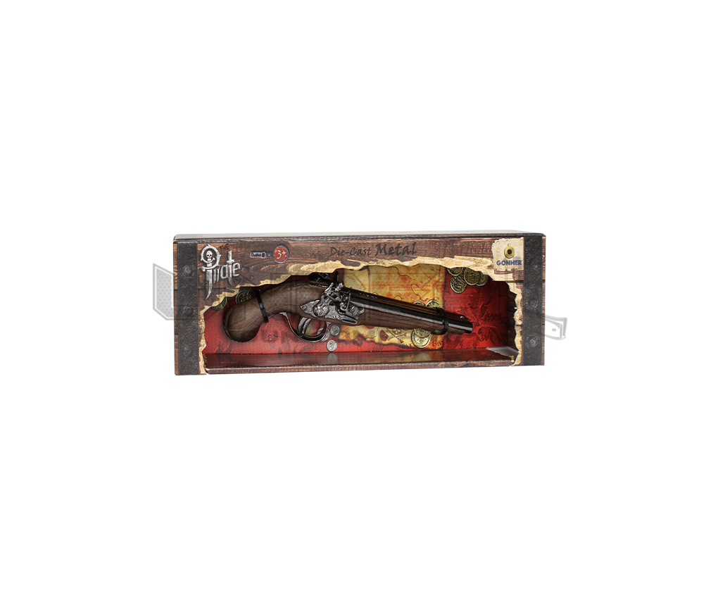 Caribbean Pirate - Diecast Metal and Plastic - 1-shot - Brown/Nickel with Box