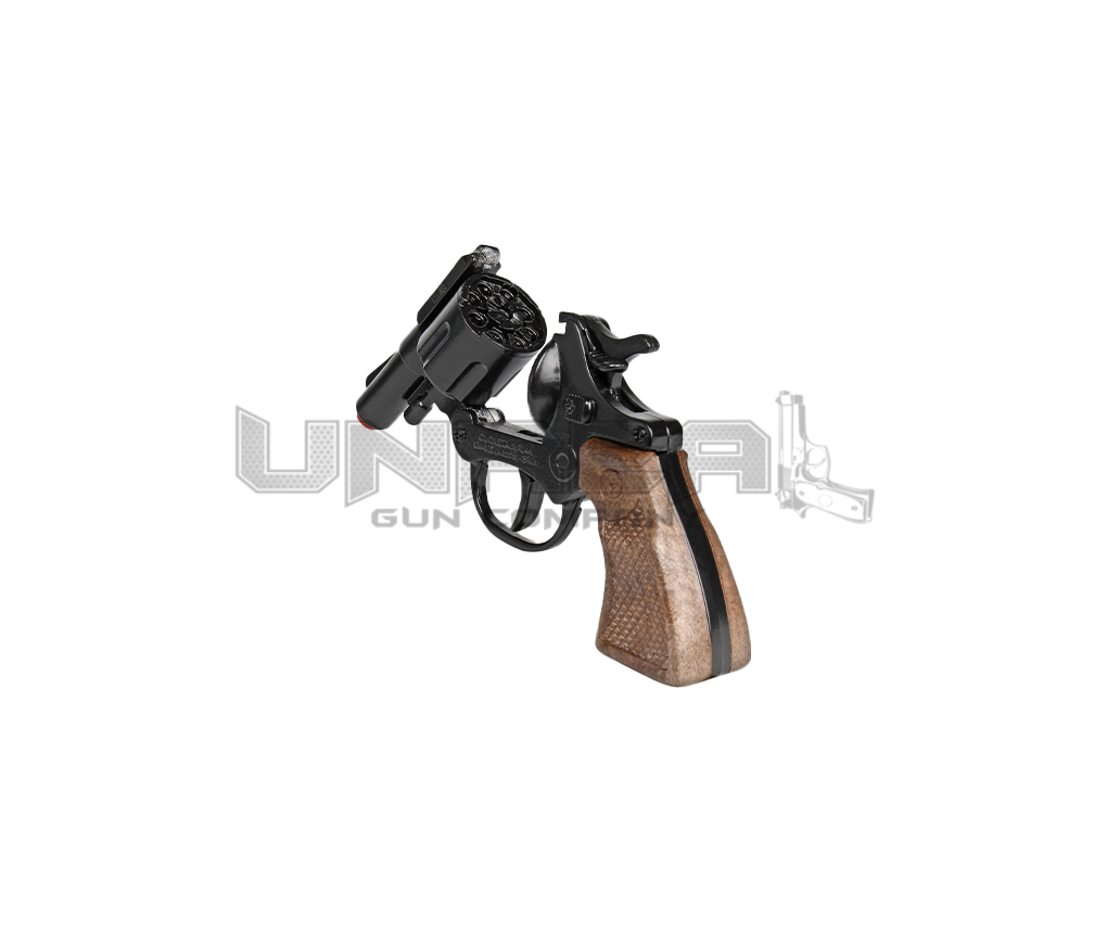 Police Revolver - 8-Shots - Diecast Metal - Brown/Black with Box
