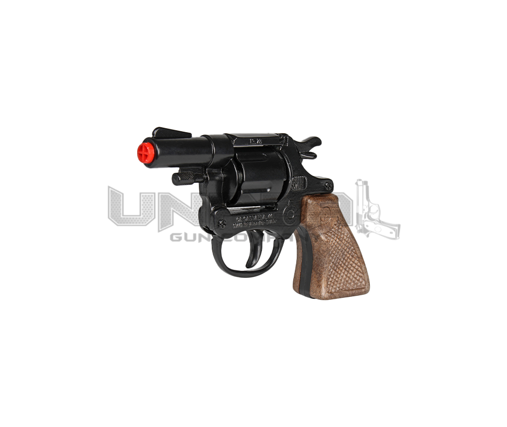 Police Revolver - 8-Shots - Diecast Metal - Brown/Black with Box