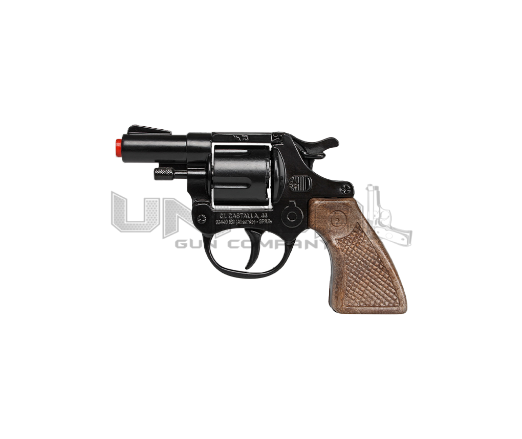 Police Revolver - 8-Shots - Diecast Metal - Brown/Black with Box