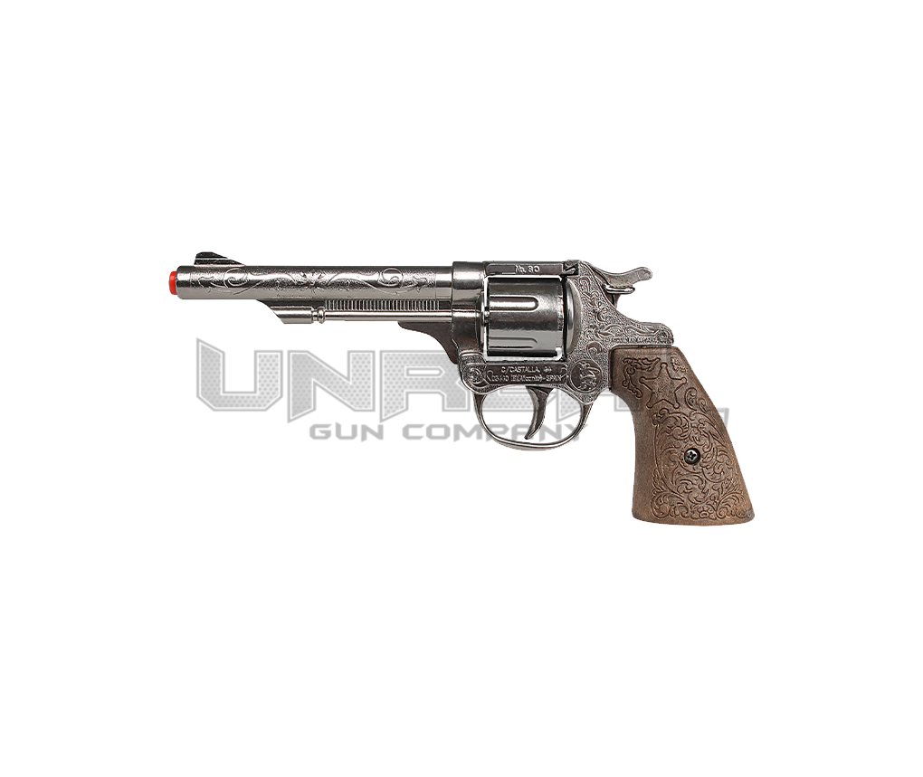 Cowboy Revolver - 8-Shots - Diecast Metal - Brown/Black with Box