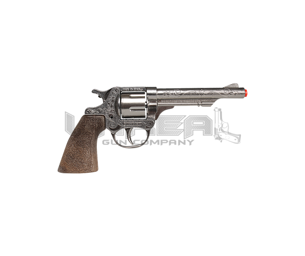 Cowboy Revolver - 8-Shots - Diecast Metal - Brown/Black with Box