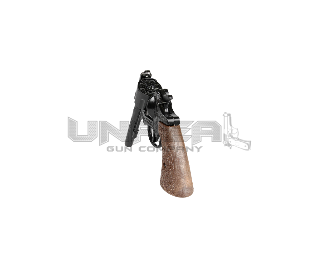 Cowboy Revolver - 8-Shots - Diecast Metal - Black/Brown with Box