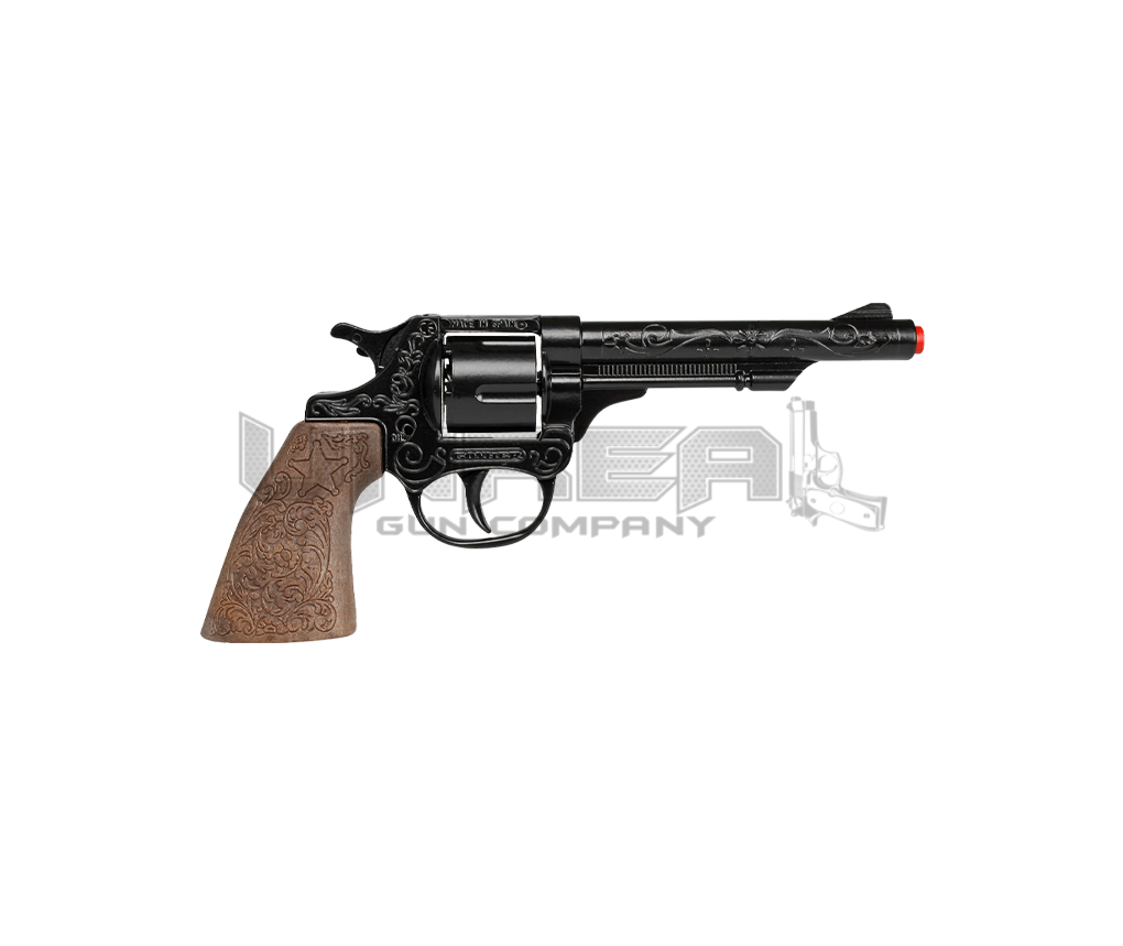 Cowboy Revolver - 8-Shots - Diecast Metal - Black/Brown with Box
