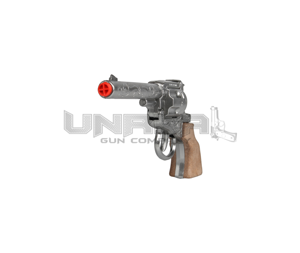 Cowboy Revolver - Diecast Metal - 100-Shots - Brown/Nickel with Box