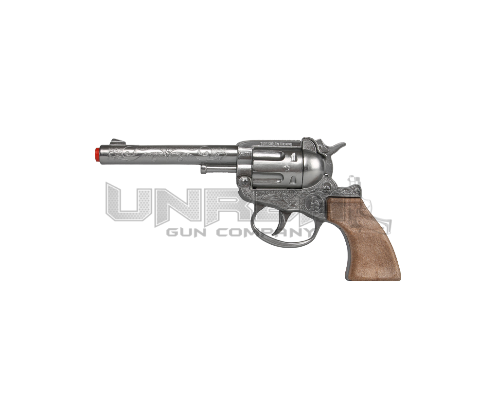 Cowboy Revolver - Diecast Metal - 100-Shots - Brown/Nickel with Box