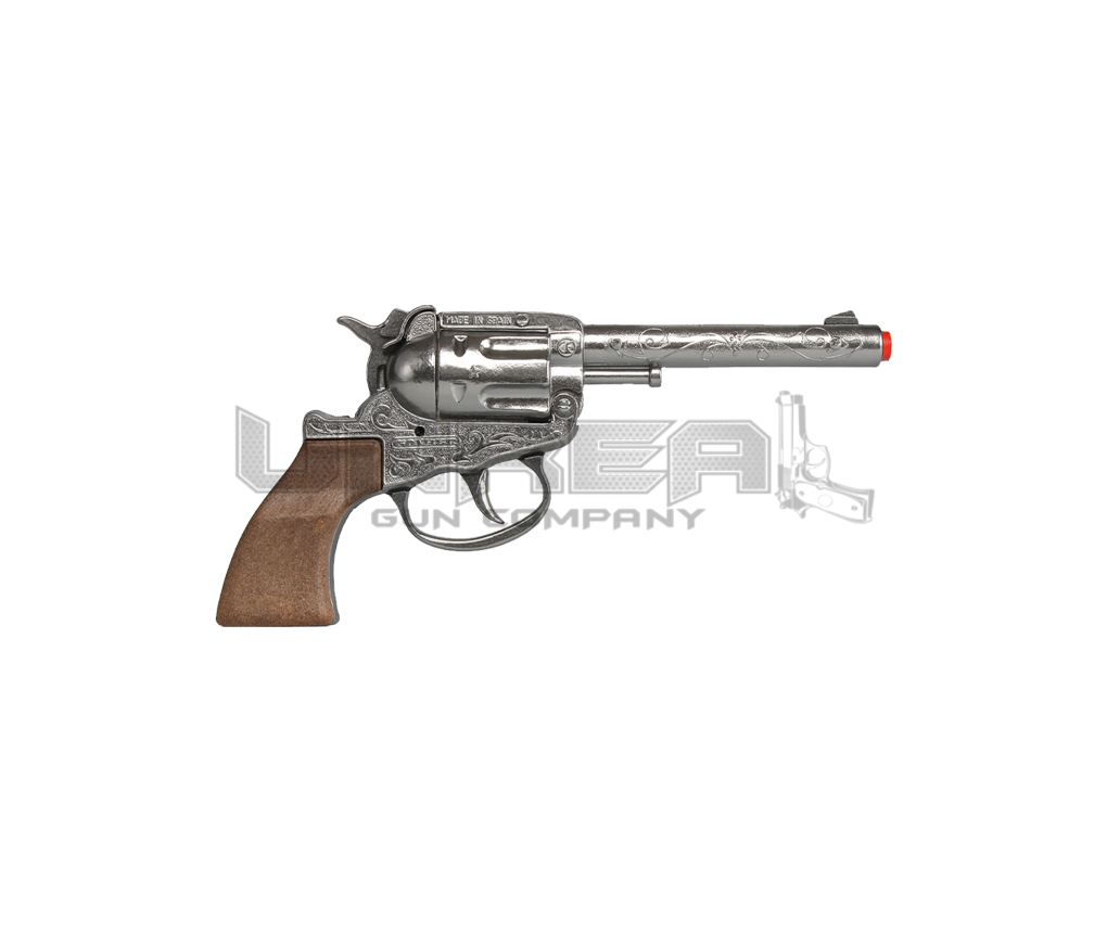 Cowboy Revolver - Diecast Metal - 100-Shots - Brown/Nickel with Box