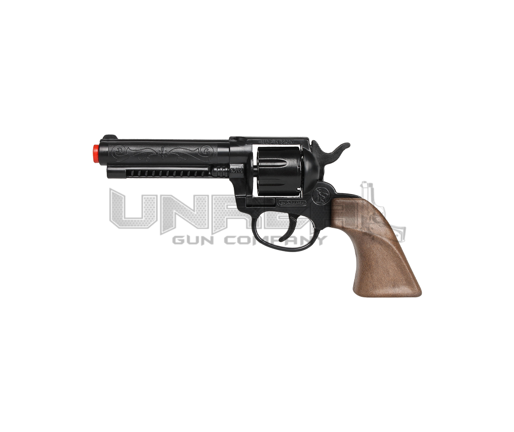 Cowboy Revolver - Diecast Metal and Plastic - 8-Shots - Brown/Black with Box