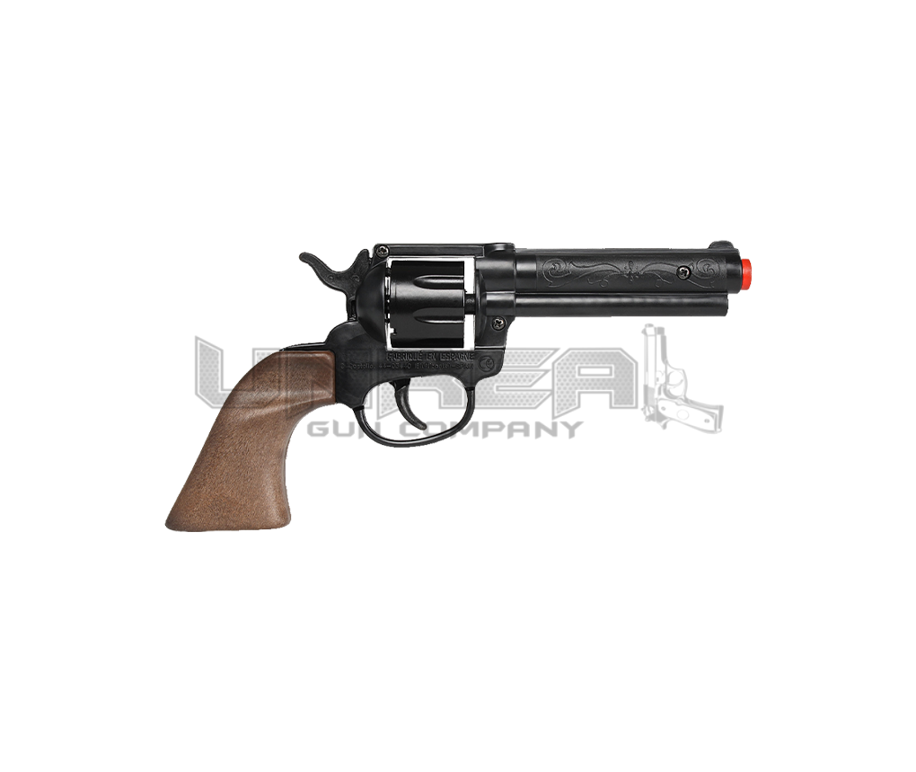Cowboy Revolver - Diecast Metal and Plastic - 8-Shots - Brown/Black with Box