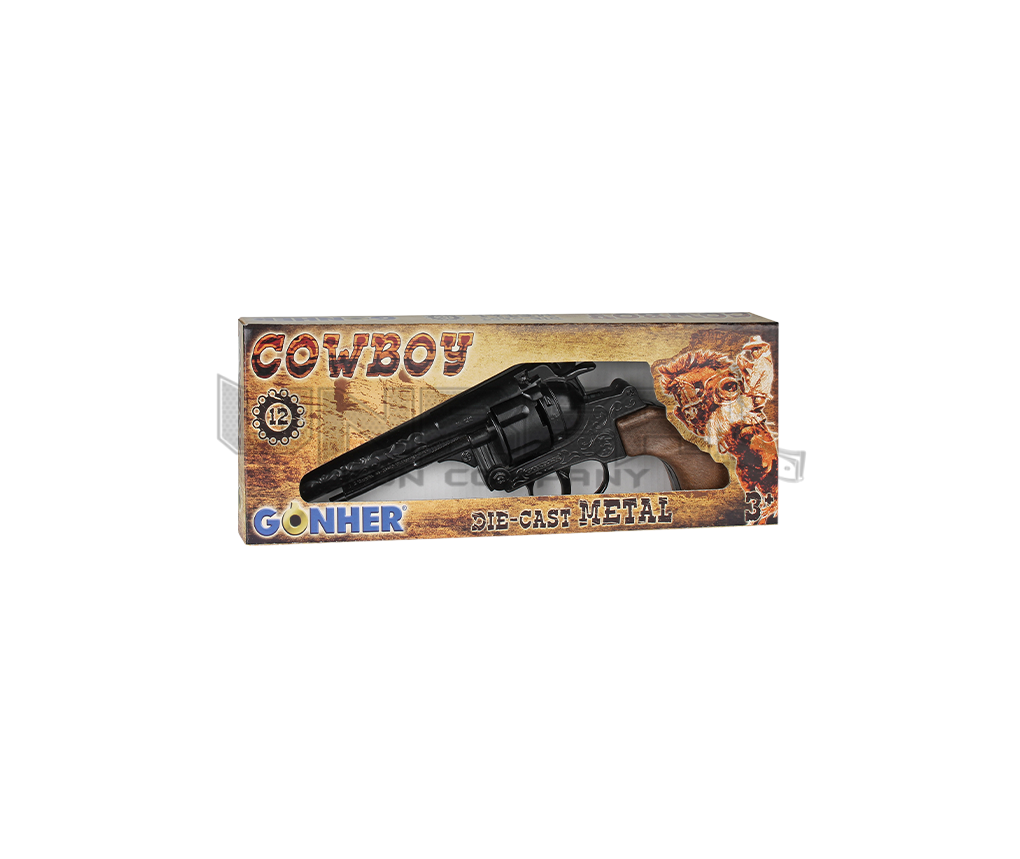 Cowboy Revolver - Diecast Colt Navy 1851 - 12-Shots - Brown/Black with Box
