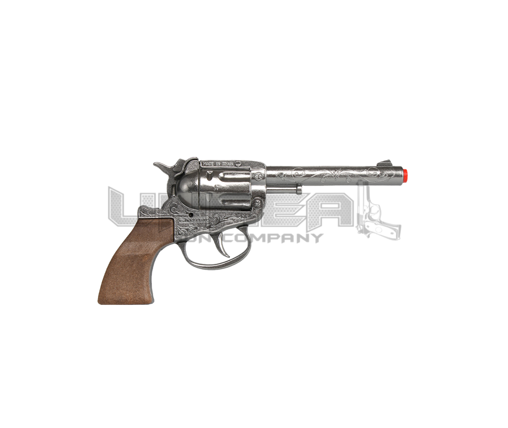 Cowboy Revolver - Diecast Metal - 100-Shots - Brown/Nickel with Box