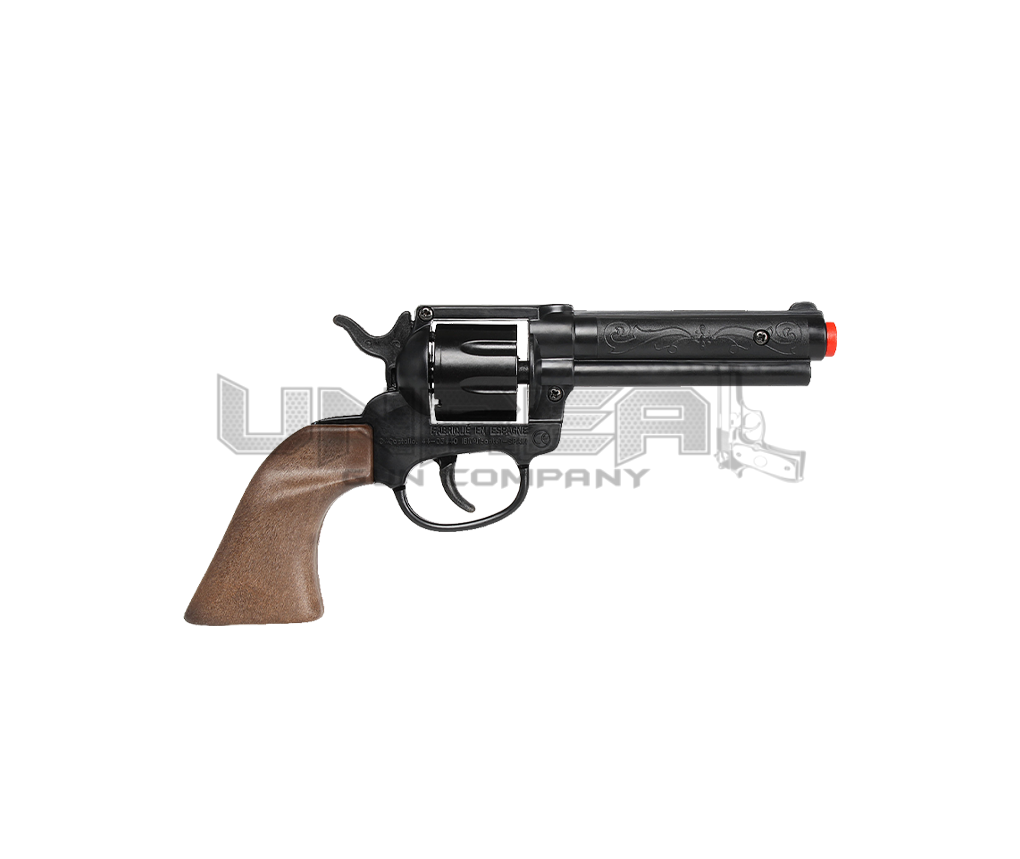 Cowboy Revolver - Diecast Metal and Plastic - 8-Shots - Brown/Black with Box