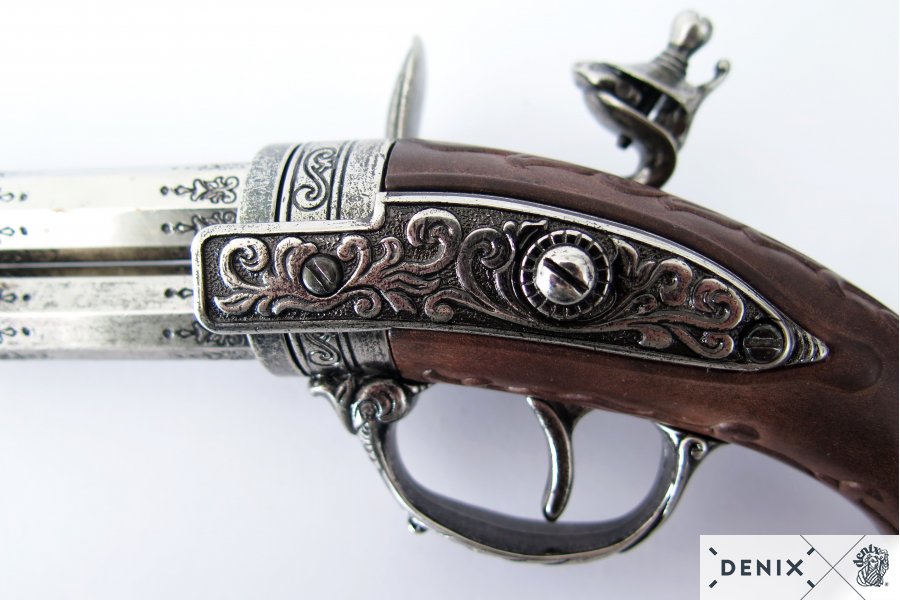 Revolving 2 Barrel Flintlock Pistol, France 18th. C. 30.5cm - 1308