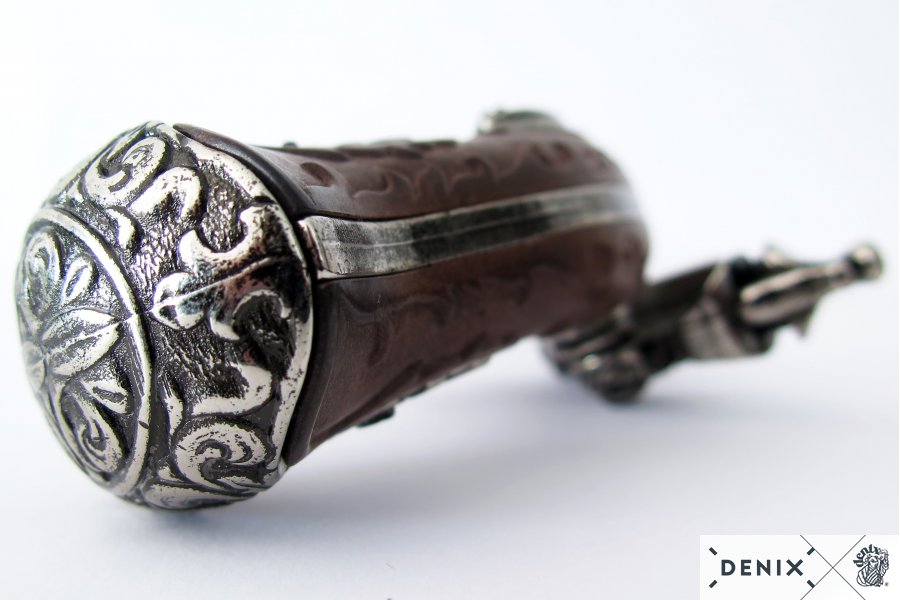 Revolving 2 Barrel Flintlock Pistol, France 18th. C. 30.5cm - 1308