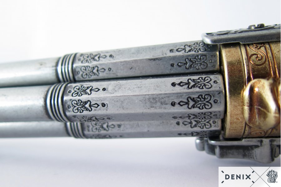 Revolving 4 Barrel Flintlock Pistol, France 18th. C. 30.5cm - 1310