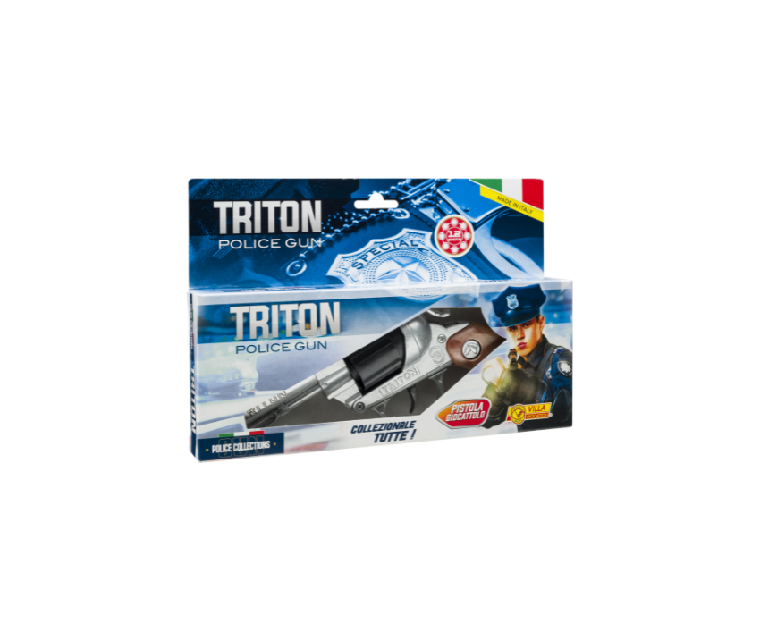 Police Revolver - Triton Gun Silver - 12-shot with Box