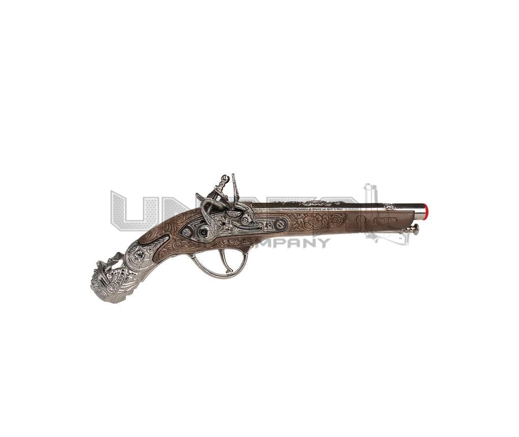 Pirate Pistol - Diecast Metal and Plastic - 1-Shot - Brown/Nickel with Box