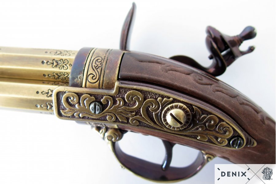 Revolving 3 Barrel Flintlock Pistol, France 18th C. - 5309