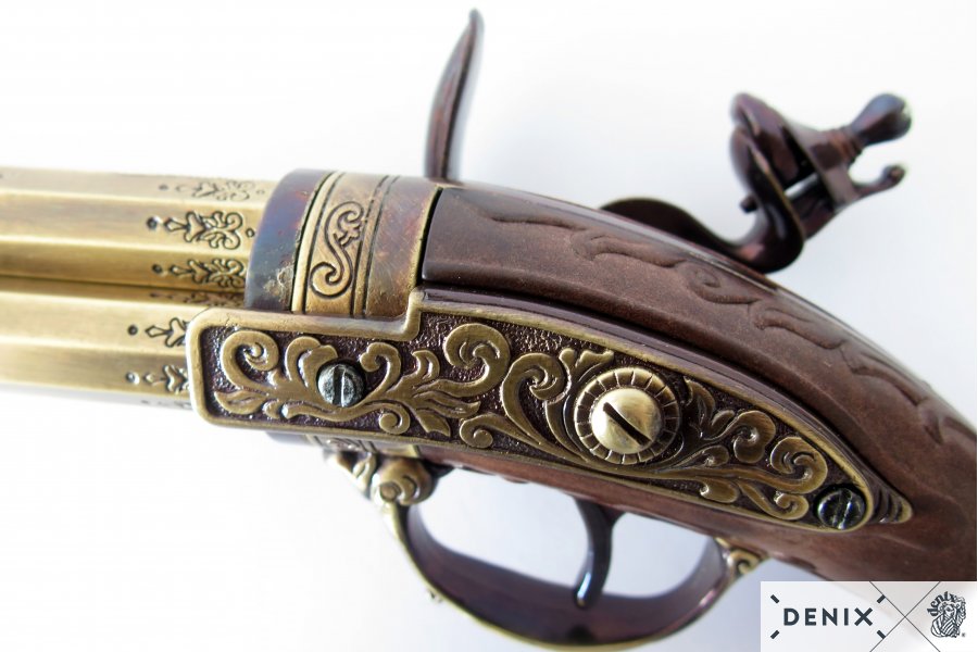 Revolving 3 Barrel Flintlock Pistol, France 18th C. - 5309