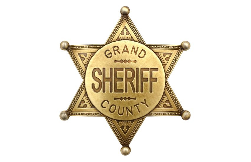 Grand County Sheriff Badge with gold finish replica badge