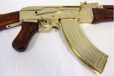 34 Inch AK47 Soviet Assault Rifle Russia 1947, Wooden Handle Gold