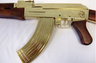 34 Inch AK47 Soviet Assault Rifle Russia 1947, Wooden Handle Gold