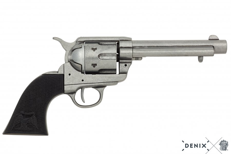 5.5 Inch Caliber .45 Peacemaker Revolver 1873 Black Handle Nickle Barrel USA 30 cm Model: 3/1150/Nq