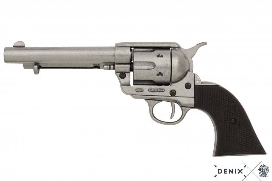 5.5 Inch Caliber .45 Peacemaker Revolver 1873 Black Handle Nickle Barrel USA 30 cm Model: 3/1150/Nq