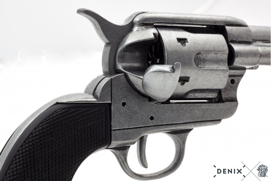 5.5 Inch Caliber .45 Peacemaker Revolver 1873 Black Handle Nickle Barrel USA 30 cm Model: 3/1150/Nq