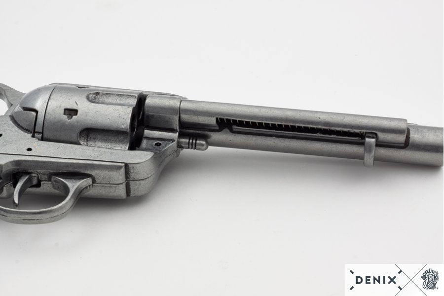 5.5 Inch Caliber .45 Peacemaker Revolver 1873 Black Handle Nickle Barrel USA 30 cm Model: 3/1150/Nq