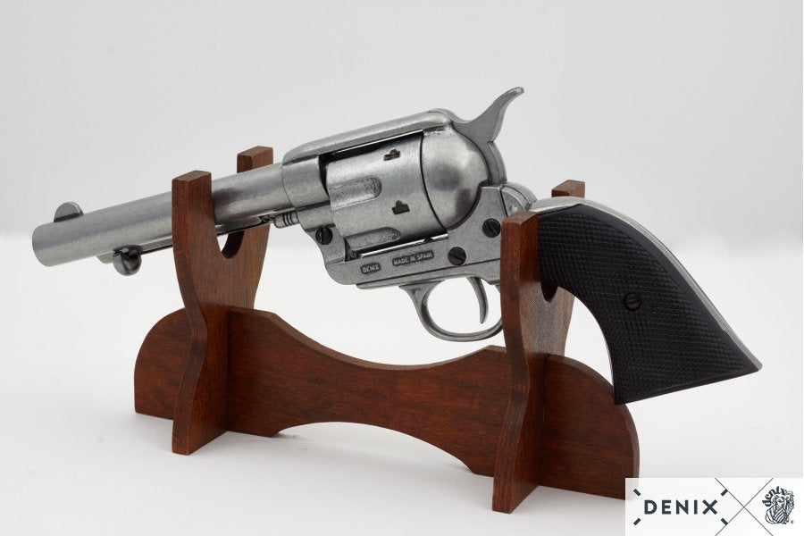 5.5 Inch Caliber .45 Peacemaker Revolver 1873 Black Handle Nickle Barrel USA 30 cm Model: 3/1150/Nq