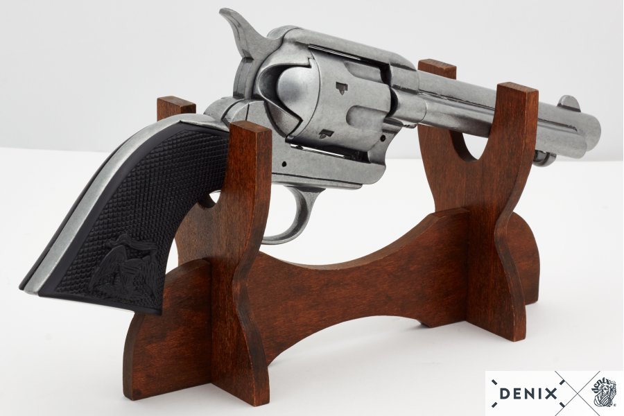 5.5 Inch Caliber .45 Peacemaker Revolver 1873 Black Handle Nickle Barrel USA 30 cm Model: 3/1150/Nq