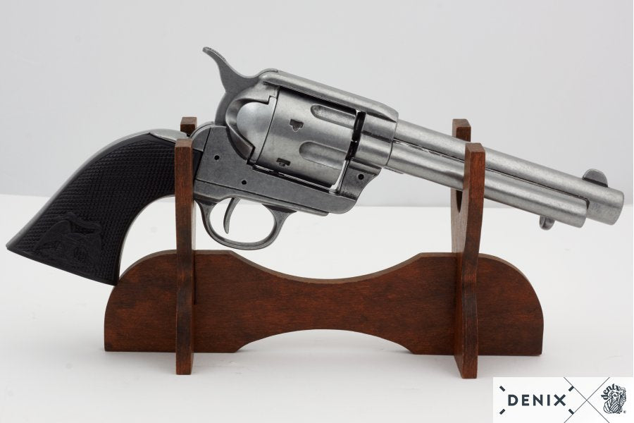 5.5 Inch Caliber .45 Peacemaker Revolver 1873 Black Handle Nickle Barrel USA 30 cm Model: 3/1150/Nq
