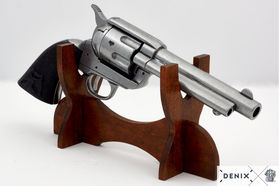 5.5 Inch Caliber .45 Peacemaker Revolver 1873 Black Handle Nickle Barrel USA 30 cm Model: 3/1150/Nq