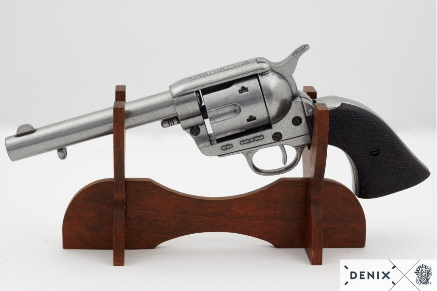 5.5 Inch Caliber .45 Peacemaker Revolver 1873 Black Handle Nickle Barrel USA 30 cm Model: 3/1150/Nq