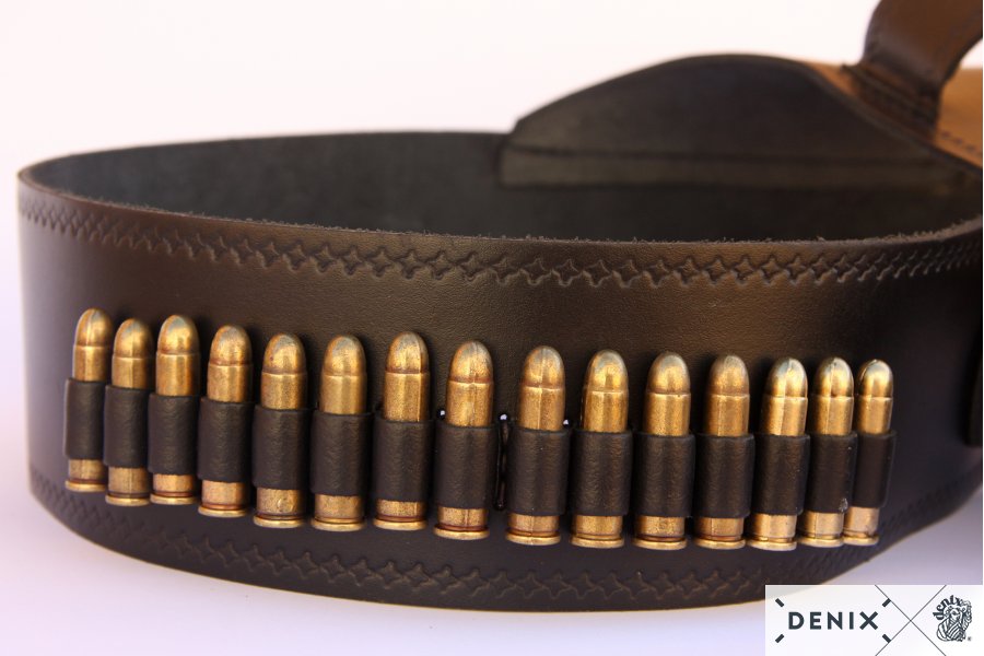 Holster Leather Cartridge Belt For Mare'S Leg Rifle, Brown 121cm Model: 3/701