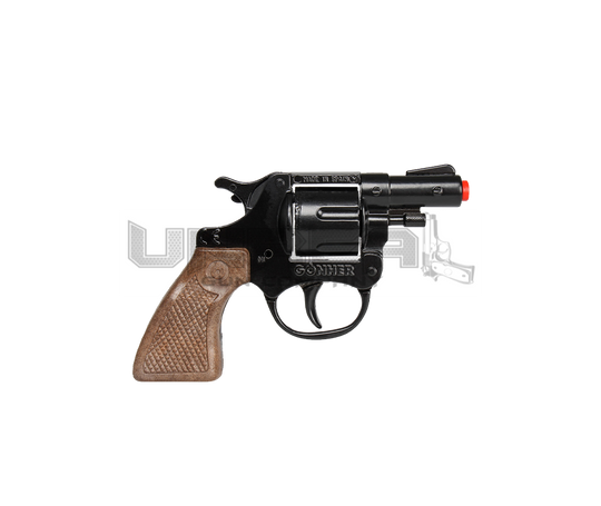 Police Revolver -  8-Shots - Diecast Metal - Brown/Black with Box