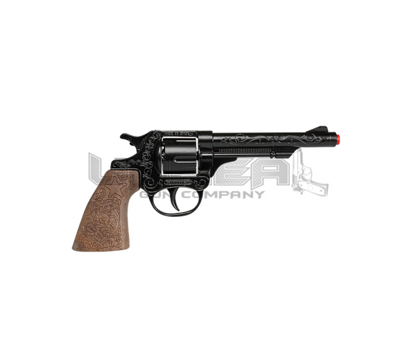 Cowboy Revolver - 8-Shots - Diecast Metal - Black/Brown with Box