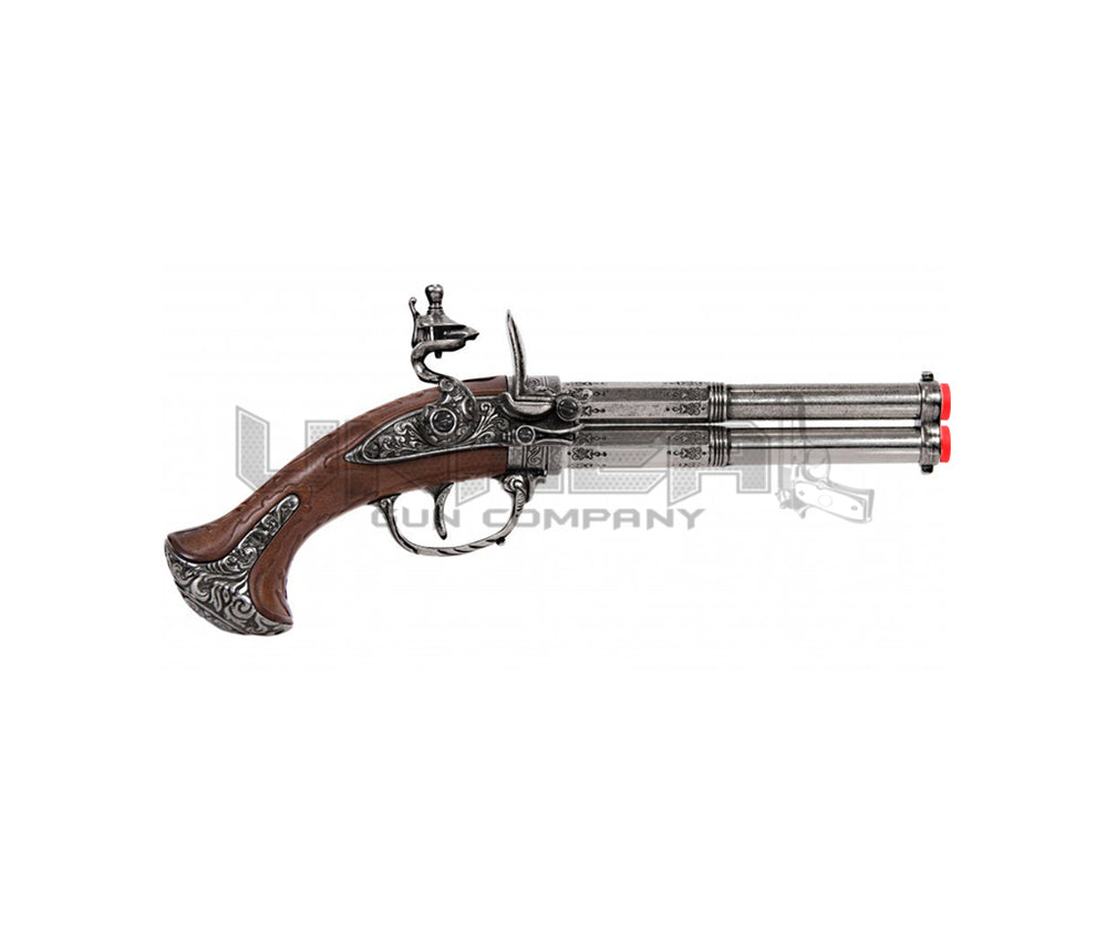 Revolving 2 Barrel Flintlock Pistol, France 18th. C. 30.5cm - 1308