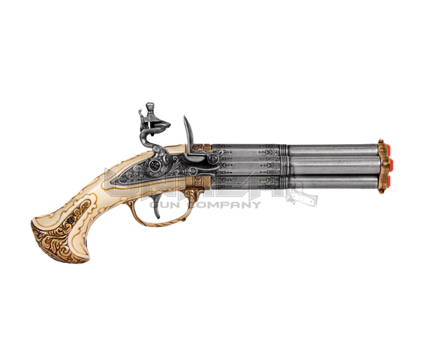 Revolving 4 Barrel Flintlock Pistol, France 18th. C. 30.5cm - 1310