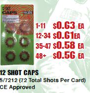 12 Shot Caps - 72 Shots Per Card (12 Cards)