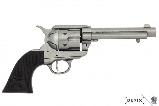 5.5 Inch Caliber .45 Peacemaker Revolver 1873 Black Handle Nickle Barrel USA 30 cm Model: 3/1150/Nq
